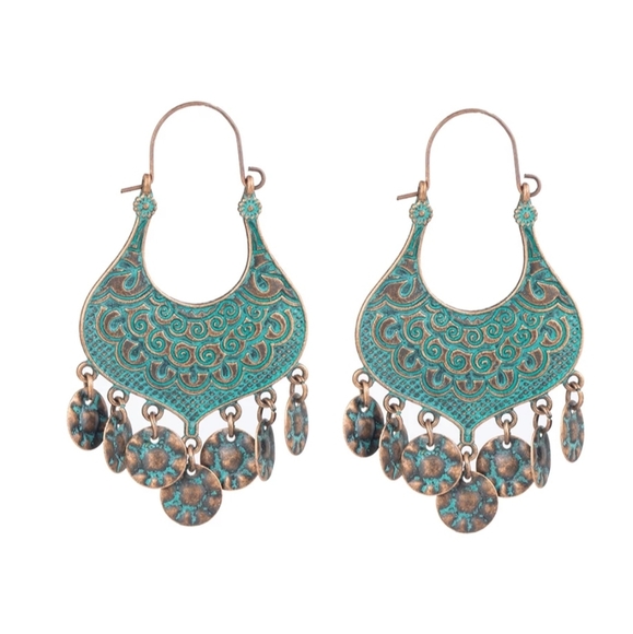 🔹️Unique Bohemian Green Bronze-tone Dangle - Picture 3 of 5